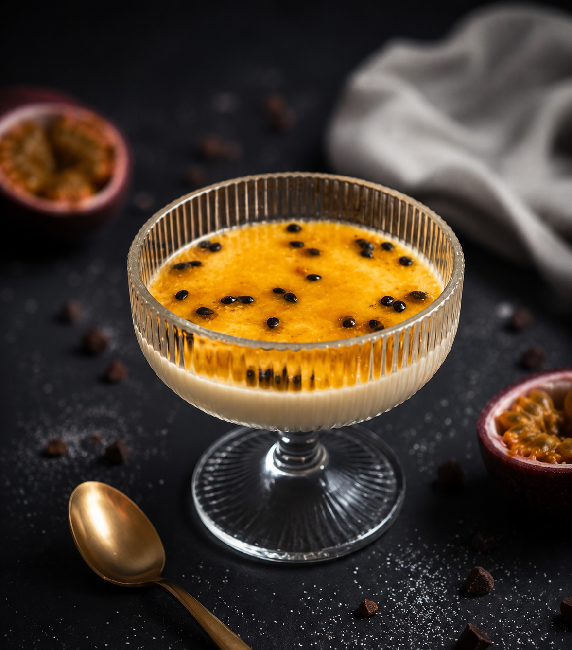 Mousse de maracujá caseira servida em taça
